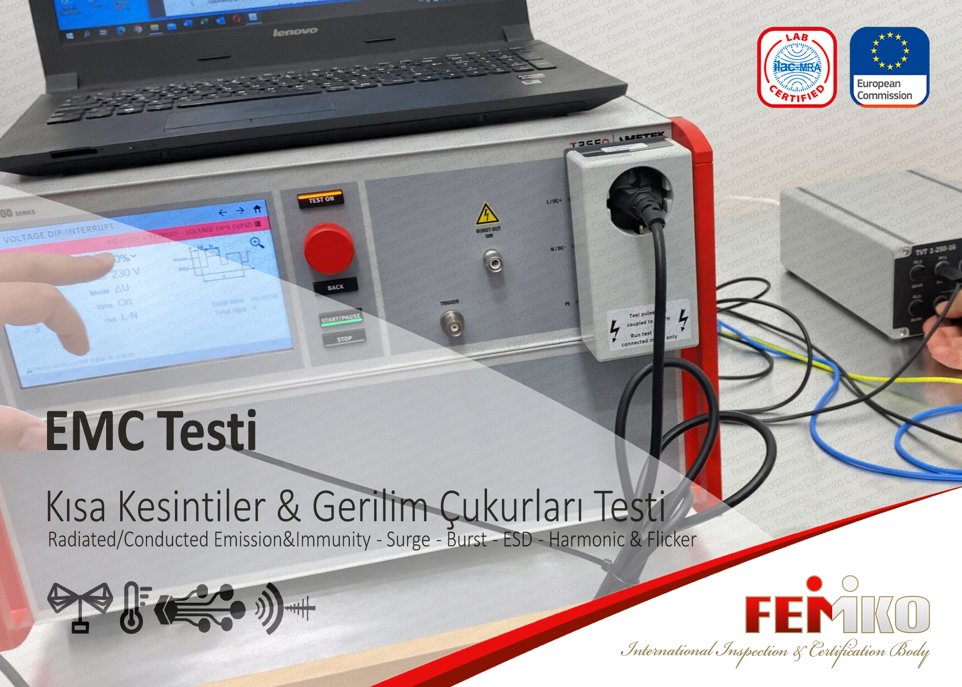 EN IEC 61000-4-11 Gerilim Çukurları, Kısa Süreli Kesintiler ve Gerilim Değişimleri İle İlgili Bağışıklık Testi EMC Testi