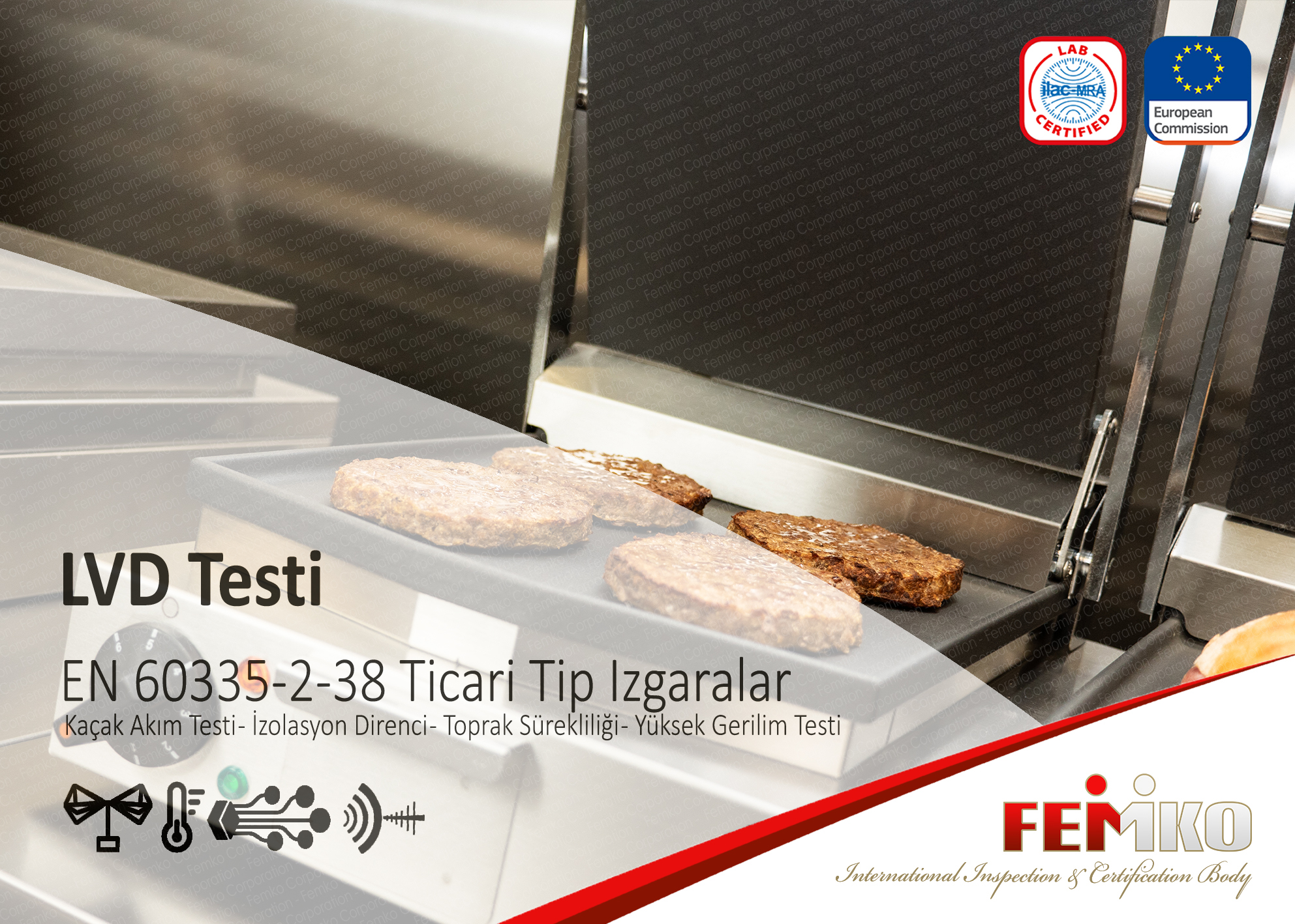 EN IEC 60335-2-38 Ticarî Amaçlı Tek ve Çift Taraflı Izgaralar LVD Testi