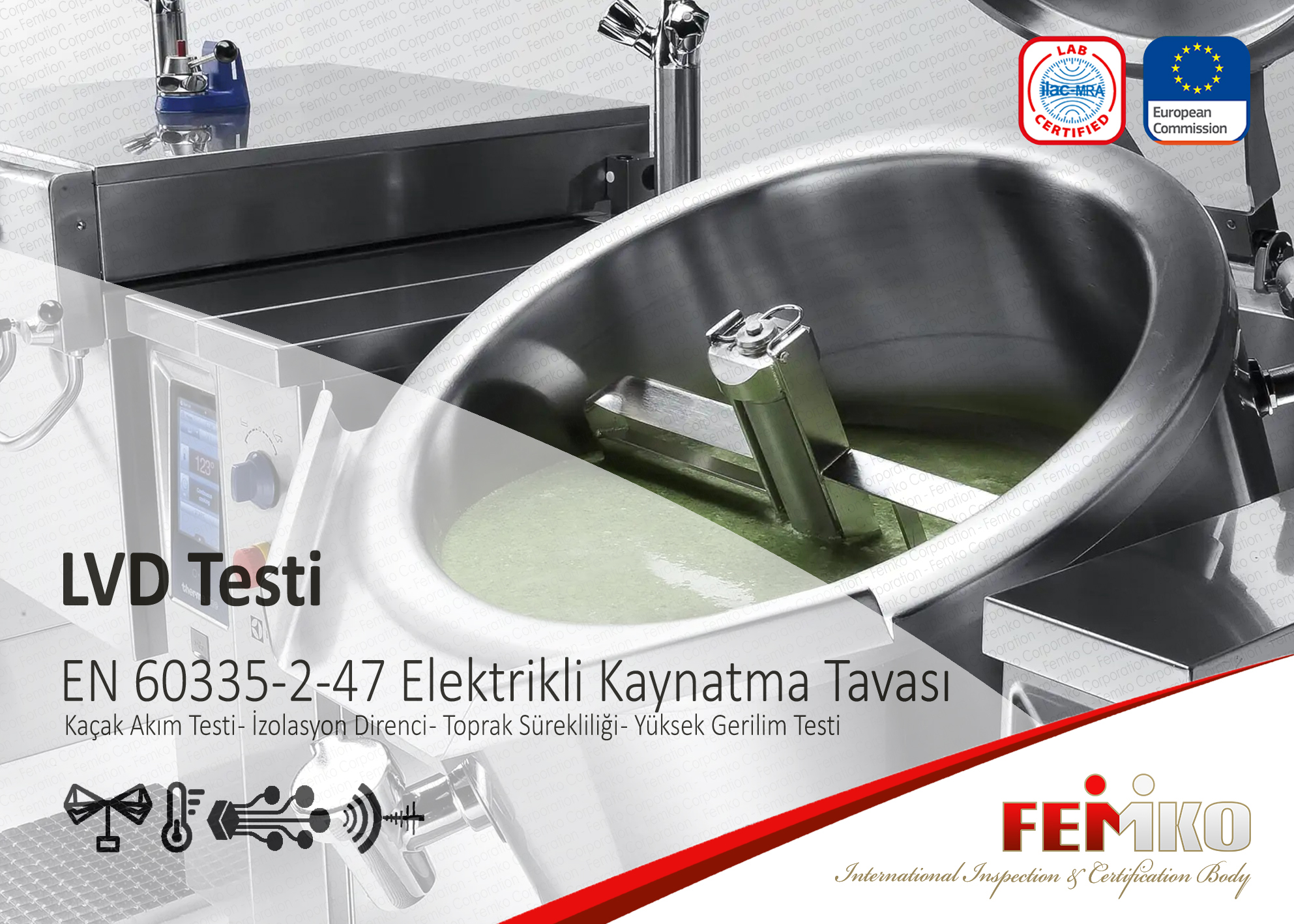 EN IEC 60335-2-47 Ticari Tip Elektrikli Kaynatma Tavaları LVD Testi