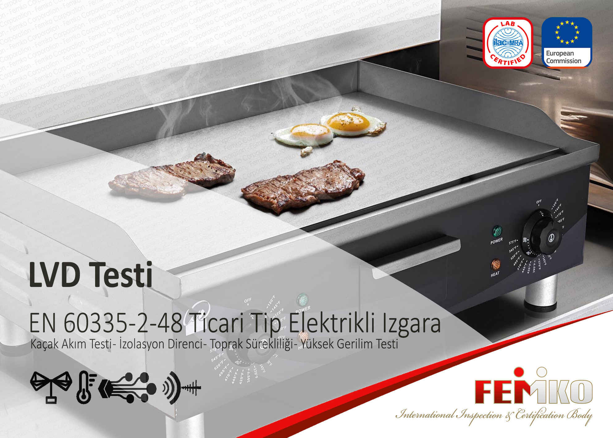 EN IEC 60335-2-48 Ticari Tip Elektrikli Izgaralar ve Kızartıcılar LVD Testi
