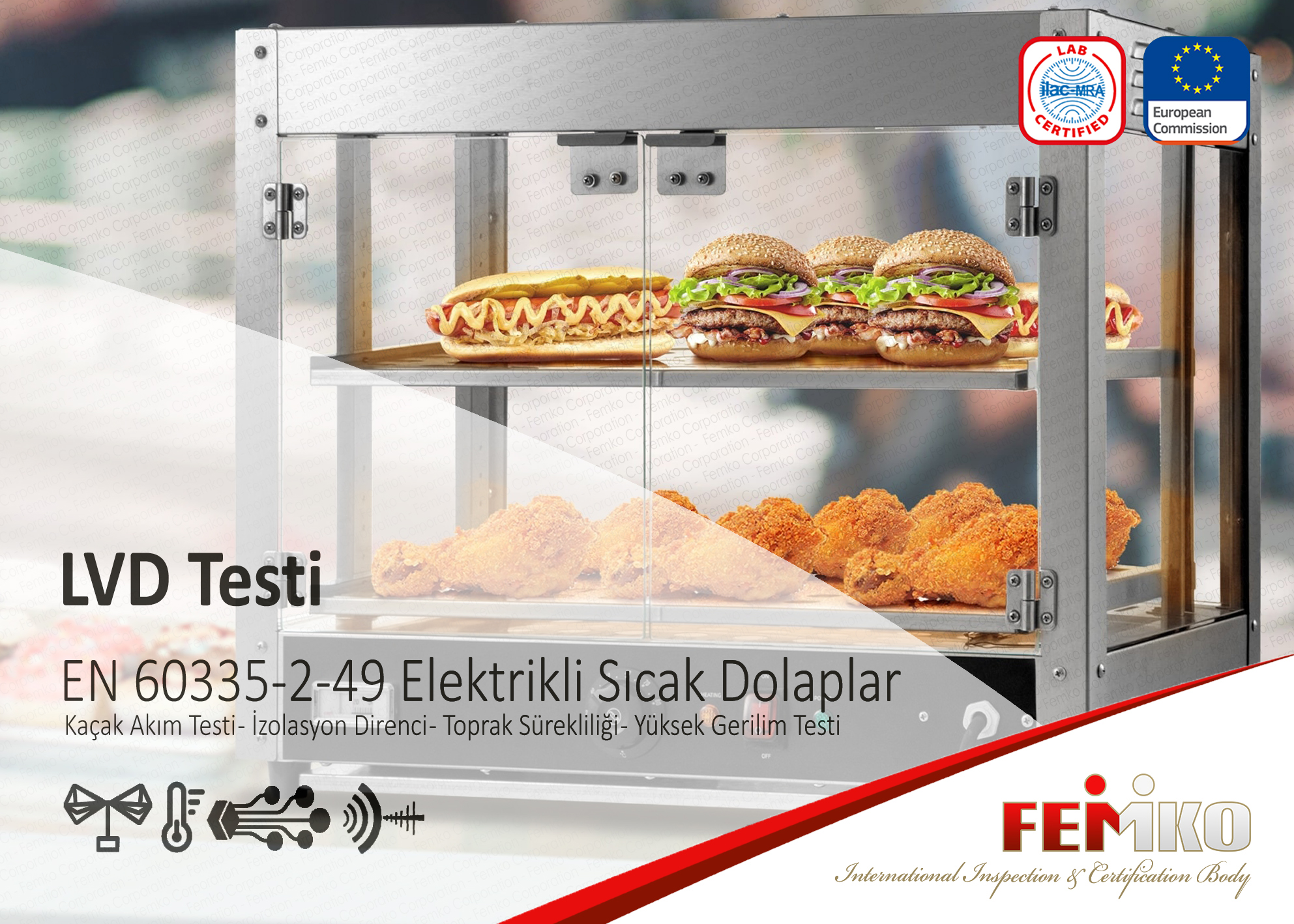 EN IEC 60335-2-49 Ticari Tip Elektrikli Sıcak Dolaplar LVD Testi